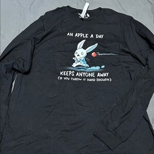 An Apple a Day…..Black Long Sleeve Shirt with Rabbit Graphic